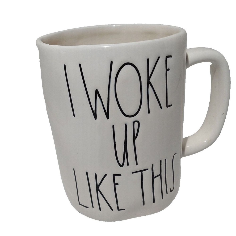 Rae Dunn I WOKE UP LIKE THIS Large Letter White Coffee Mug Big Farmhouse Style